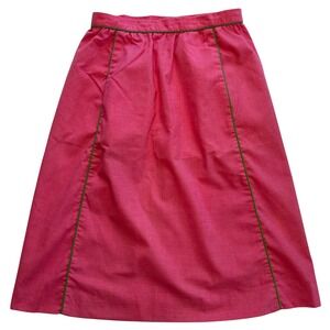 Sanibel Sport Vintage 70s Retro Preppy Pink Green A Line Midi Skirt Size M